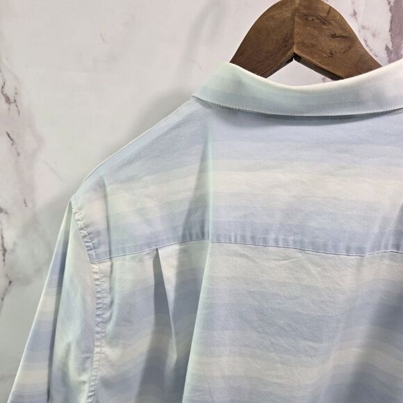 Travis Mathew Shirt Mens XL Blue White Striped Button Up Lightweight Short - Picture 6 of 11